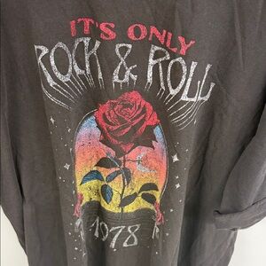 Altar'd State Black Graphic Tee with Red and Multicolor Design